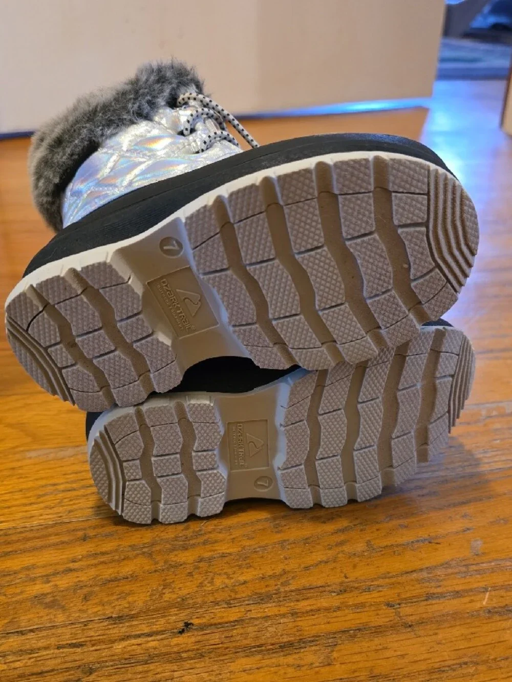 Ozark Trail Black and Gray Toddler Girl Waterproof Insulated Winter Boots